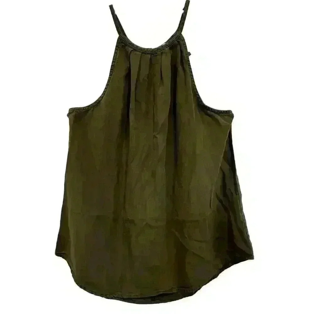 FRANCESCA HARPER NWT ARMY GREEN HALTER TANK WITH BUTTON KEY HOLE CLOSURE SMALL